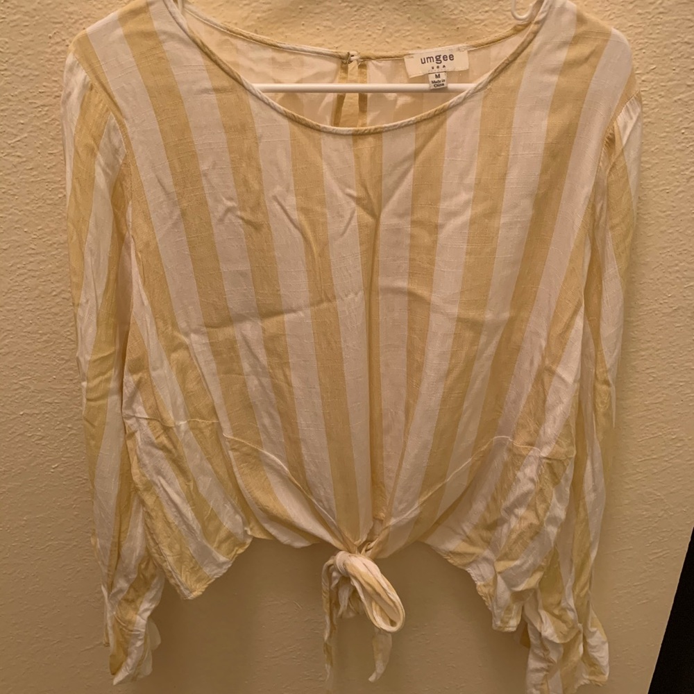 Umgee Yellow and White Stripped Blouse